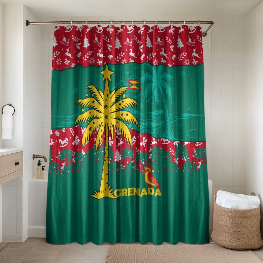 Grenada Christmas Bathroom Set with Palm Tree Bird and Tropical Holiday Pattern Design - Wonder Print Shop