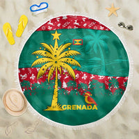 Grenada Christmas Beach Blanket with Palm Tree Bird and Tropical Holiday Pattern Design - Wonder Print Shop