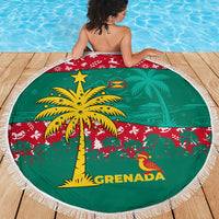 Grenada Christmas Beach Blanket with Palm Tree Bird and Tropical Holiday Pattern Design - Wonder Print Shop