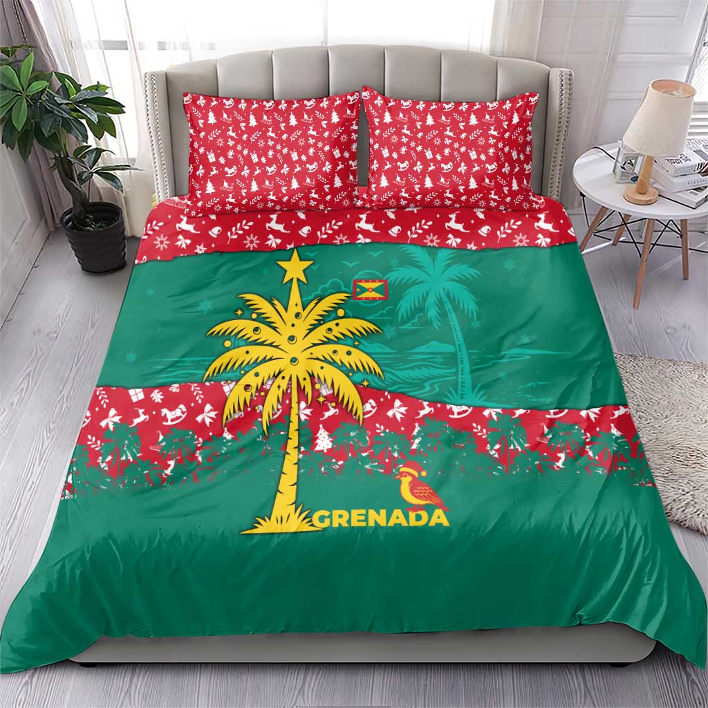 Grenada Christmas Bedding Set with Palm Tree Bird and Tropical Holiday Pattern Design - Wonder Print Shop
