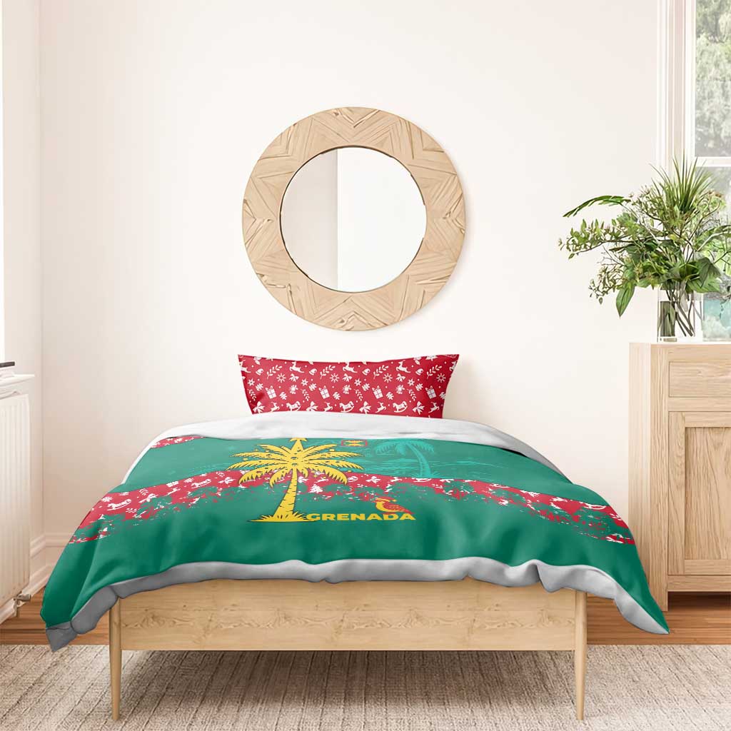 Grenada Christmas Bedding Set with Palm Tree Bird and Tropical Holiday Pattern Design - Wonder Print Shop
