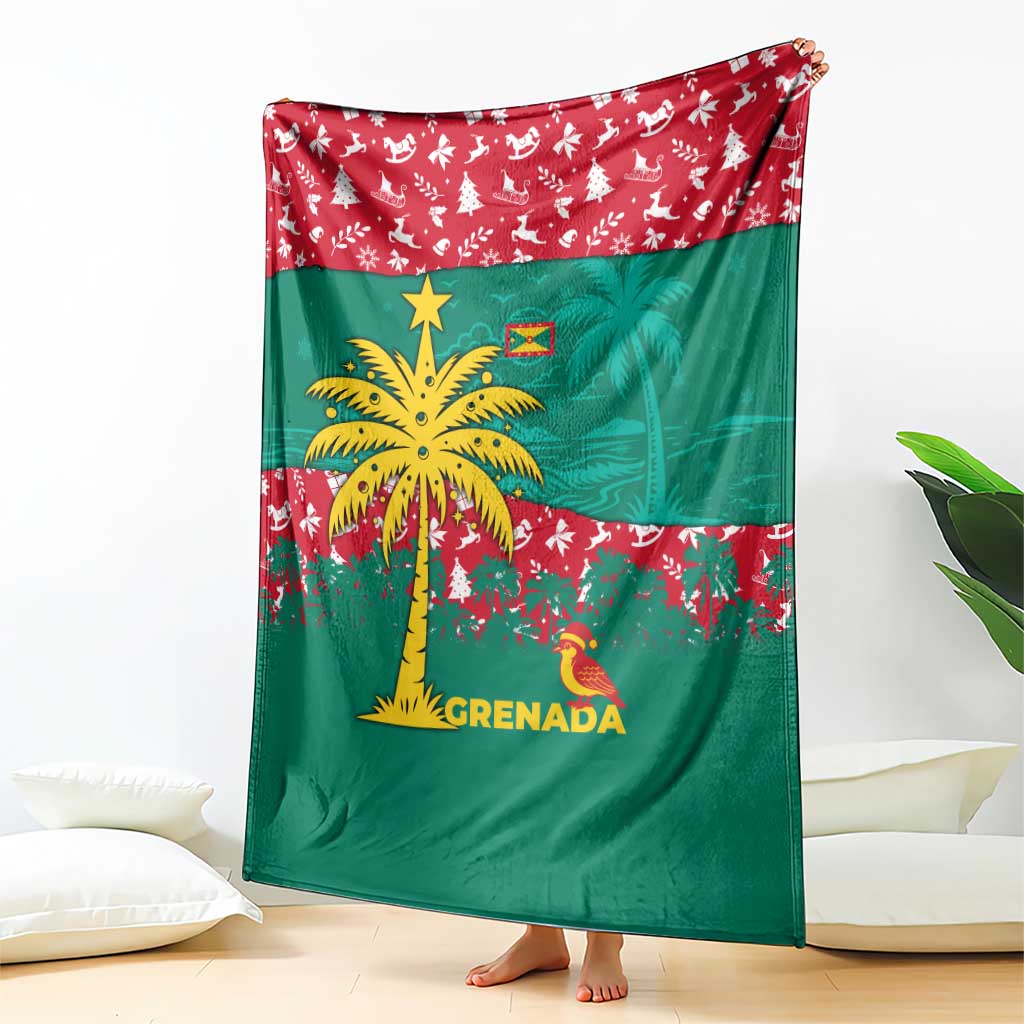 Grenada Christmas Blanket with Palm Tree Bird and Tropical Holiday Pattern Design - Wonder Print Shop