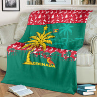 Grenada Christmas Blanket with Palm Tree Bird and Tropical Holiday Pattern Design - Wonder Print Shop