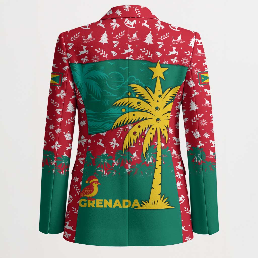 Grenada Christmas Blazer with Palm Tree Bird and Tropical Holiday Pattern Design - Wonder Print Shop