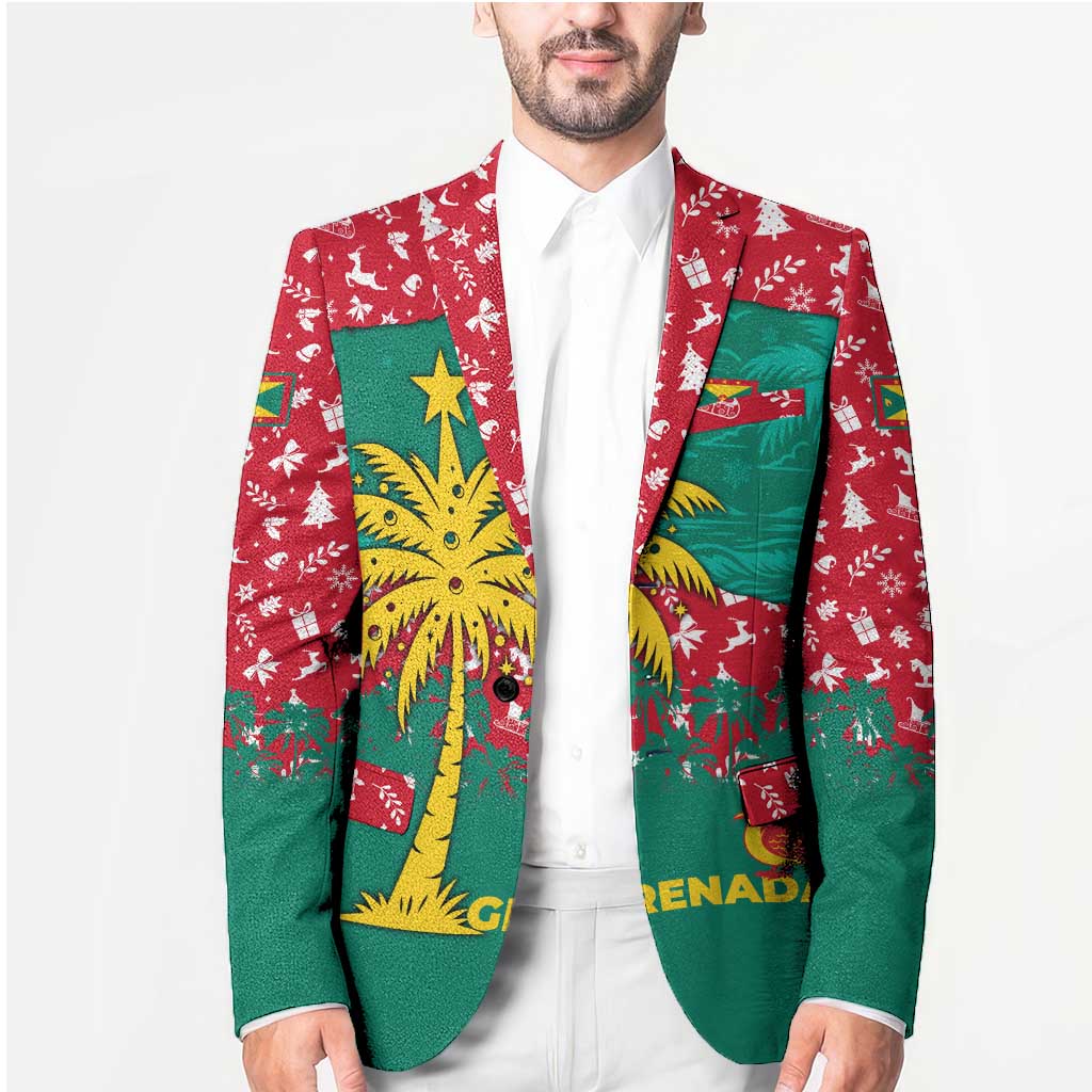 Grenada Christmas Blazer with Palm Tree Bird and Tropical Holiday Pattern Design - Wonder Print Shop
