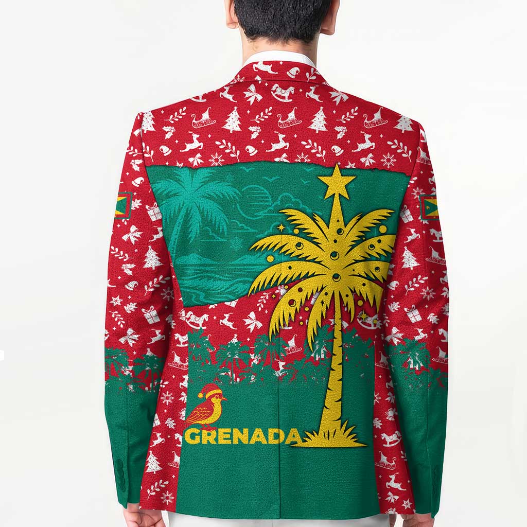 Grenada Christmas Blazer with Palm Tree Bird and Tropical Holiday Pattern Design - Wonder Print Shop