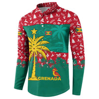 Grenada Christmas Button Sweatshirt with Palm Tree Bird and Tropical Holiday Pattern Design - Wonder Print Shop