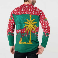 Grenada Christmas Button Sweatshirt with Palm Tree Bird and Tropical Holiday Pattern Design - Wonder Print Shop