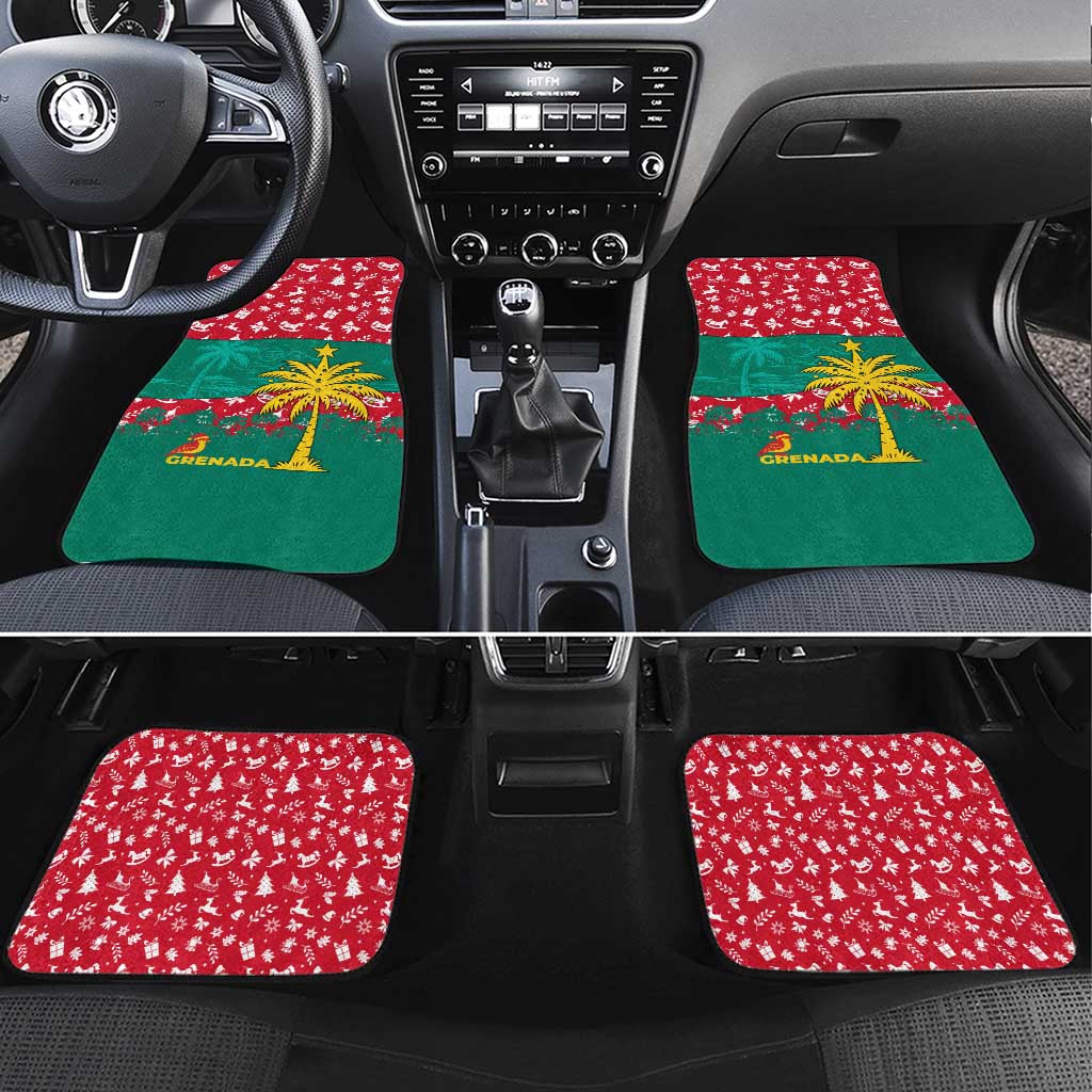 Grenada Christmas Car Mats with Palm Tree Bird and Tropical Holiday Pattern Design - Wonder Print Shop