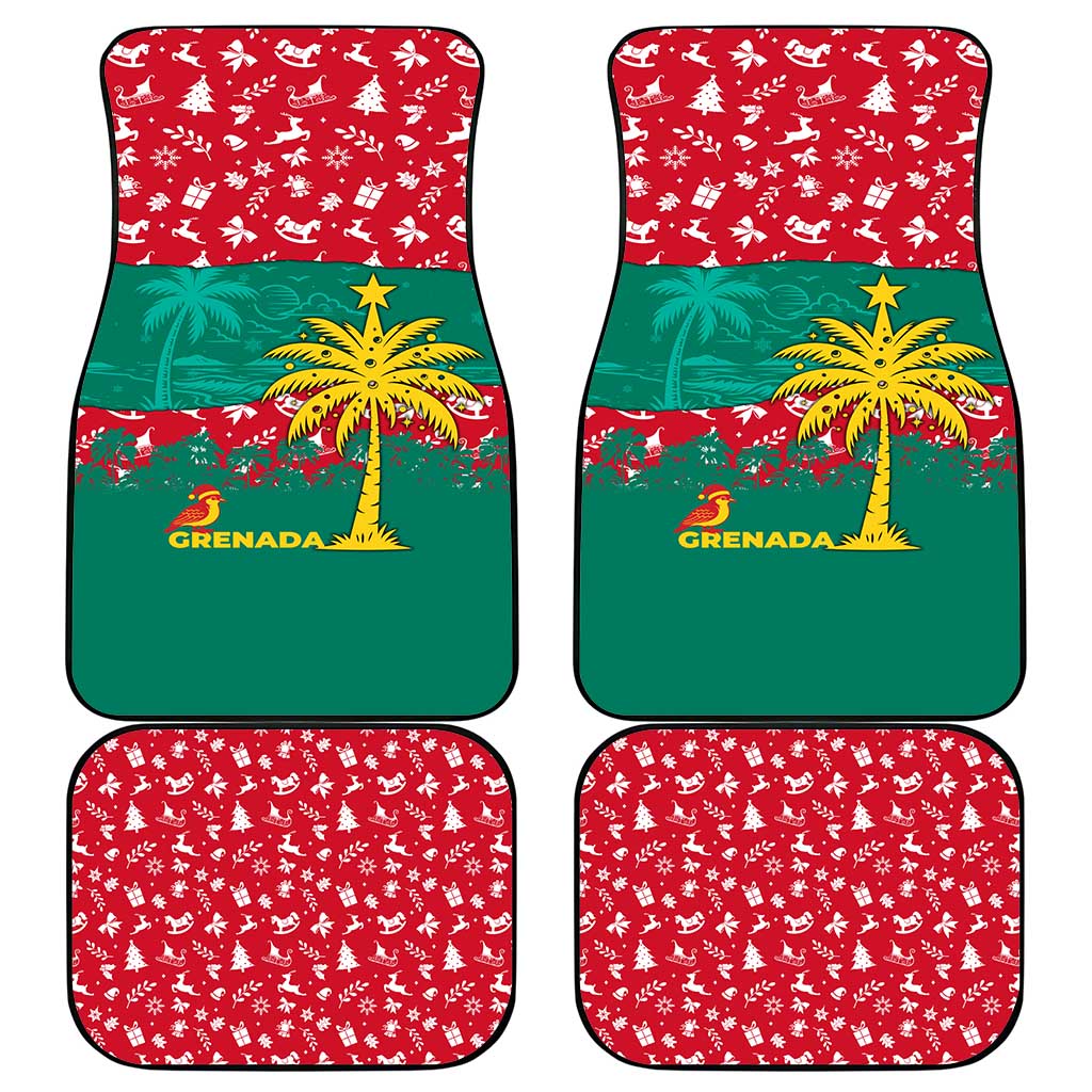 Grenada Christmas Car Mats with Palm Tree Bird and Tropical Holiday Pattern Design - Wonder Print Shop