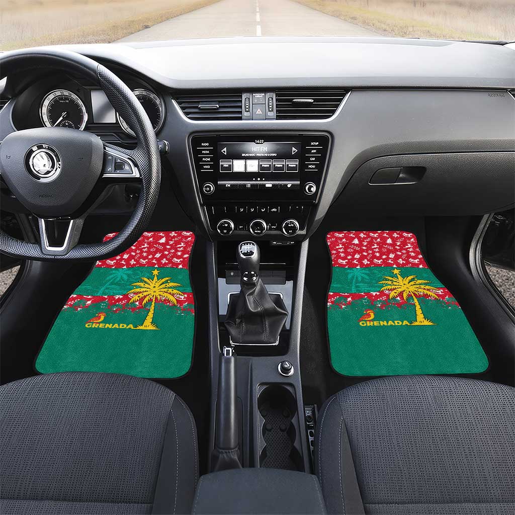 Grenada Christmas Car Mats with Palm Tree Bird and Tropical Holiday Pattern Design - Wonder Print Shop
