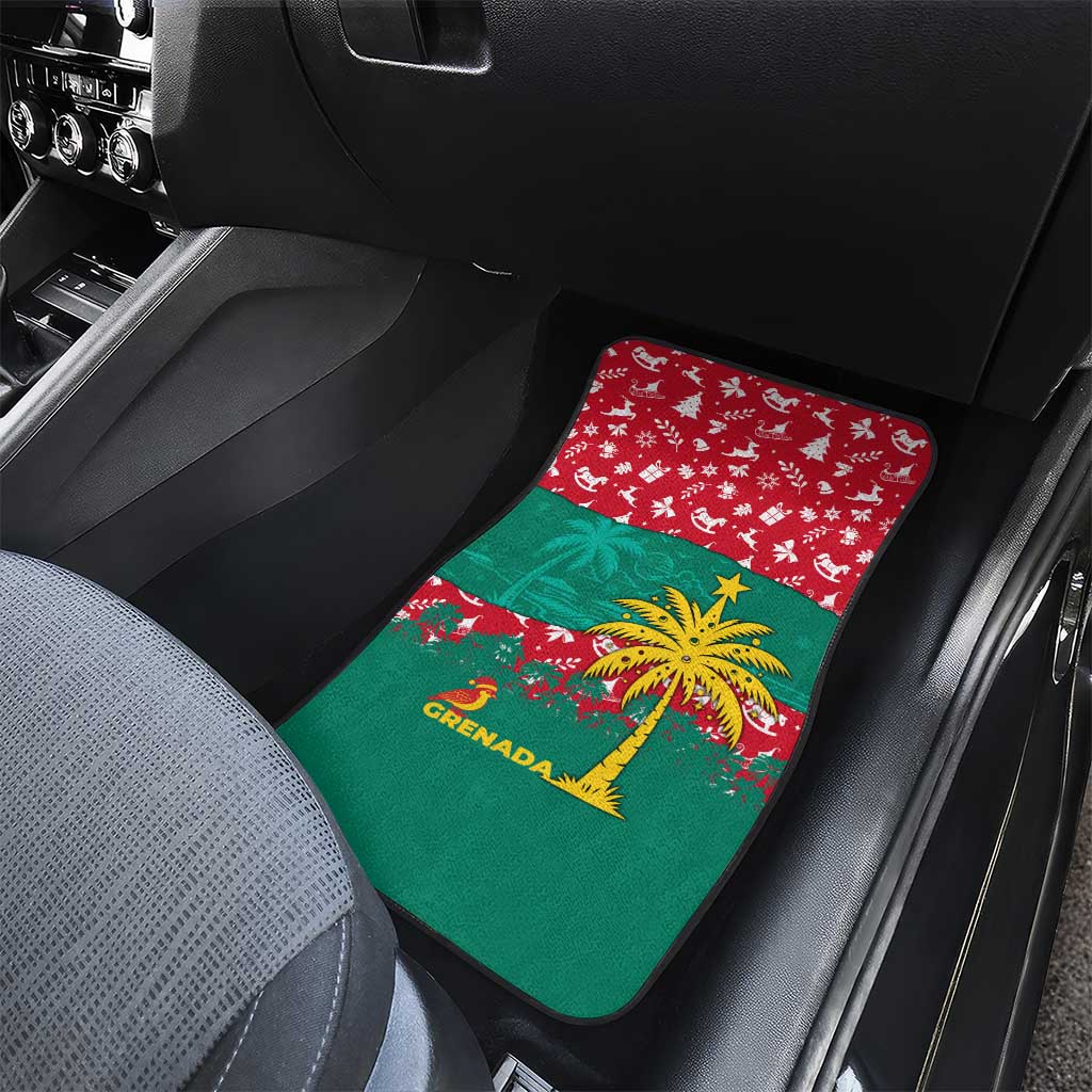 Grenada Christmas Car Mats with Palm Tree Bird and Tropical Holiday Pattern Design - Wonder Print Shop
