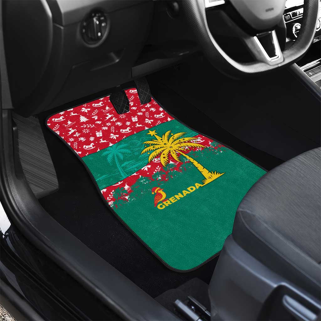 Grenada Christmas Car Mats with Palm Tree Bird and Tropical Holiday Pattern Design - Wonder Print Shop