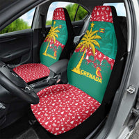 Grenada Christmas Car Seat Cover with Palm Tree Bird and Tropical Holiday Pattern Design - Wonder Print Shop