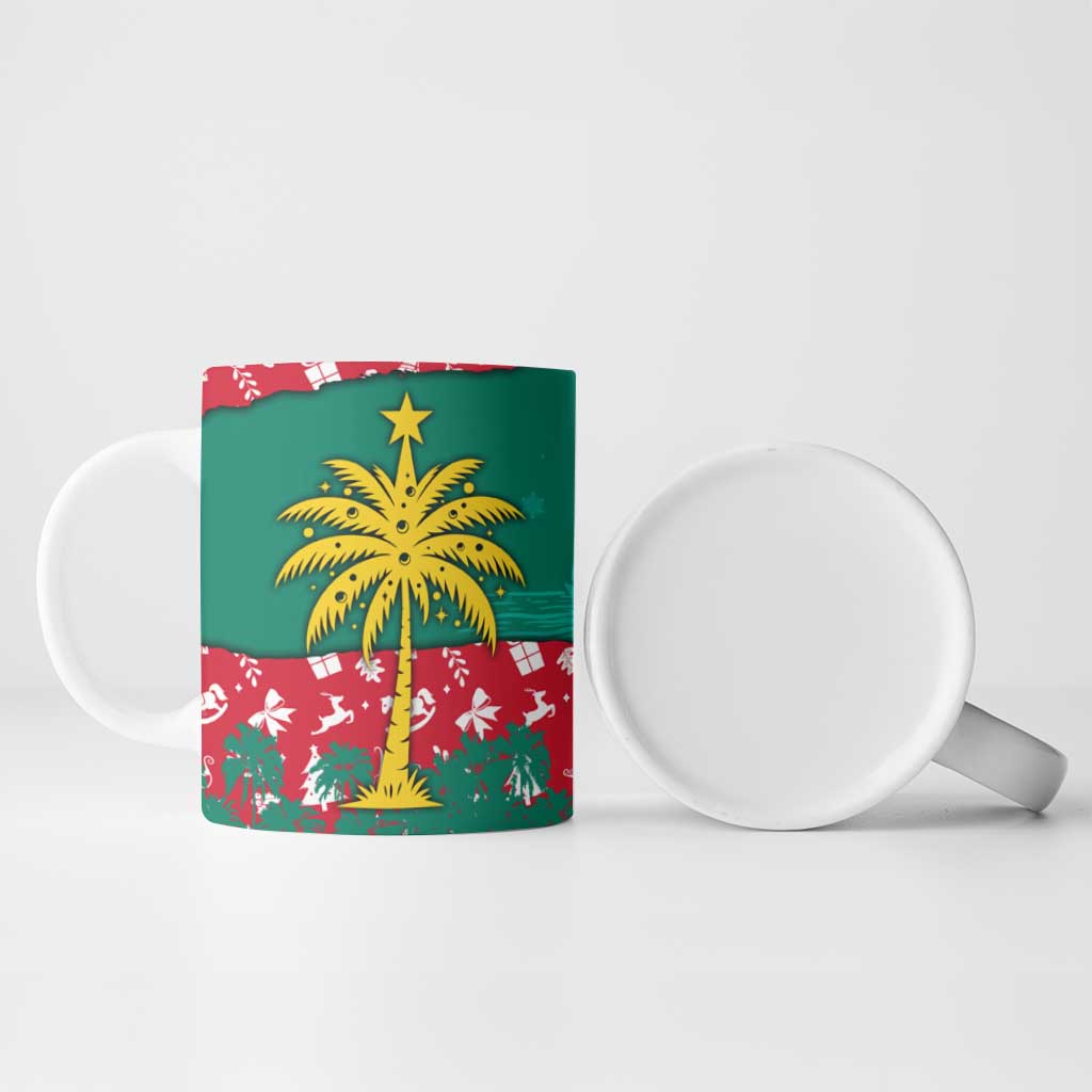 Grenada Christmas Ceramic Mug with Palm Tree Bird and Tropical Holiday Pattern Design - Wonder Print Shop