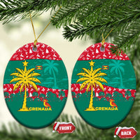 Grenada Christmas Ceramic Ornament with Palm Tree Bird and Tropical Holiday Pattern Design - Wonder Print Shop
