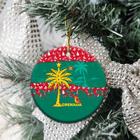 Grenada Christmas Ceramic Ornament with Palm Tree Bird and Tropical Holiday Pattern Design - Wonder Print Shop