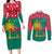 Grenada Christmas Couples Matching Long Sleeve Bodycon Dress and Long Sleeve Button Shirt with Palm Tree Bird and Tropical Holiday Pattern Design - Wonder Print Shop