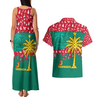 Grenada Christmas Couples Matching Tank Maxi Dress and Hawaiian Shirt with Palm Tree Bird and Tropical Holiday Pattern Design - Wonder Print Shop