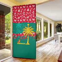 Grenada Christmas Door Cover with Palm Tree Bird and Tropical Holiday Pattern Design - Wonder Print Shop