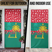 Grenada Christmas Door Cover with Palm Tree Bird and Tropical Holiday Pattern Design - Wonder Print Shop