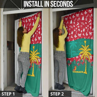Grenada Christmas Door Cover with Palm Tree Bird and Tropical Holiday Pattern Design - Wonder Print Shop