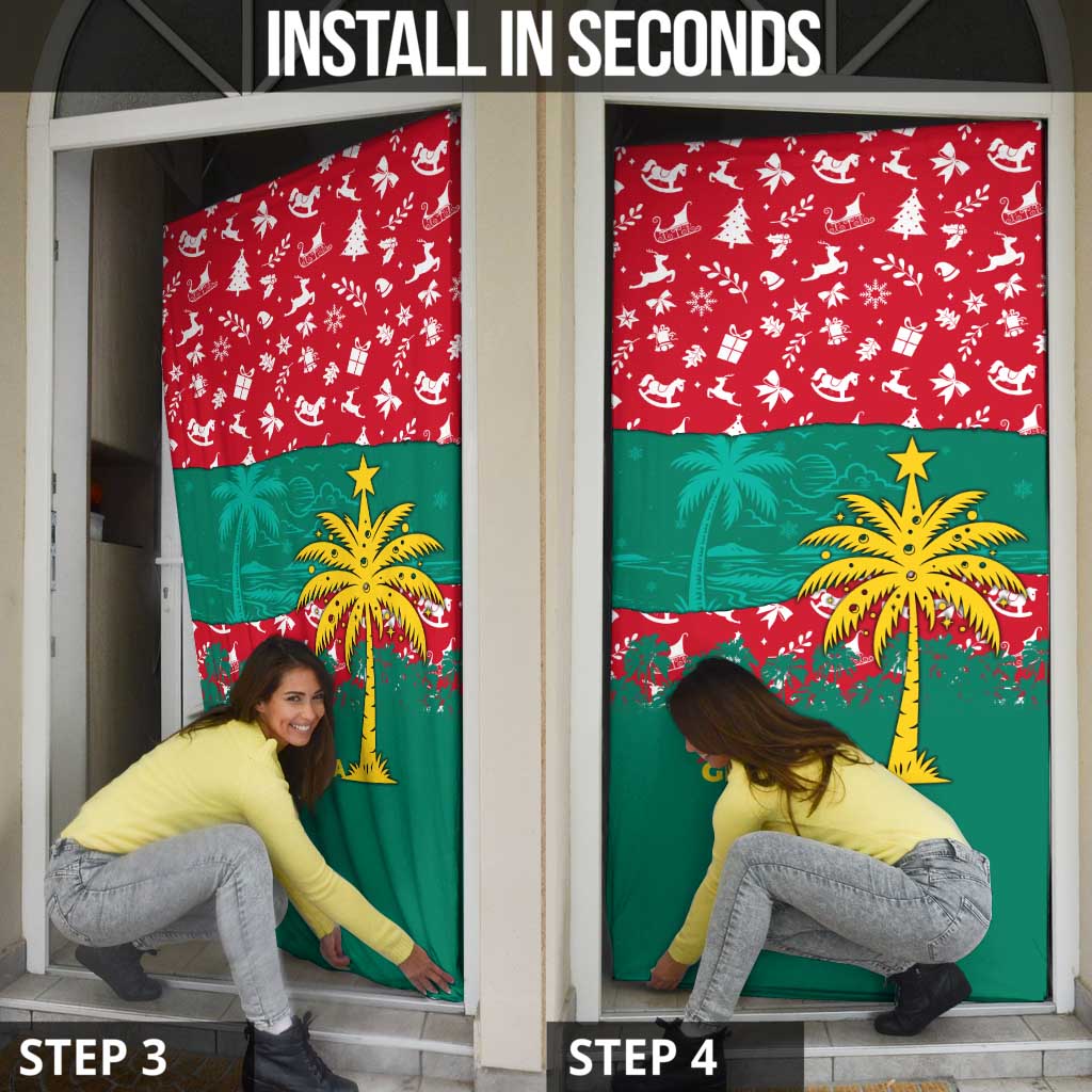 Grenada Christmas Door Cover with Palm Tree Bird and Tropical Holiday Pattern Design - Wonder Print Shop