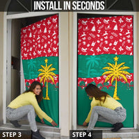 Grenada Christmas Door Cover with Palm Tree Bird and Tropical Holiday Pattern Design - Wonder Print Shop