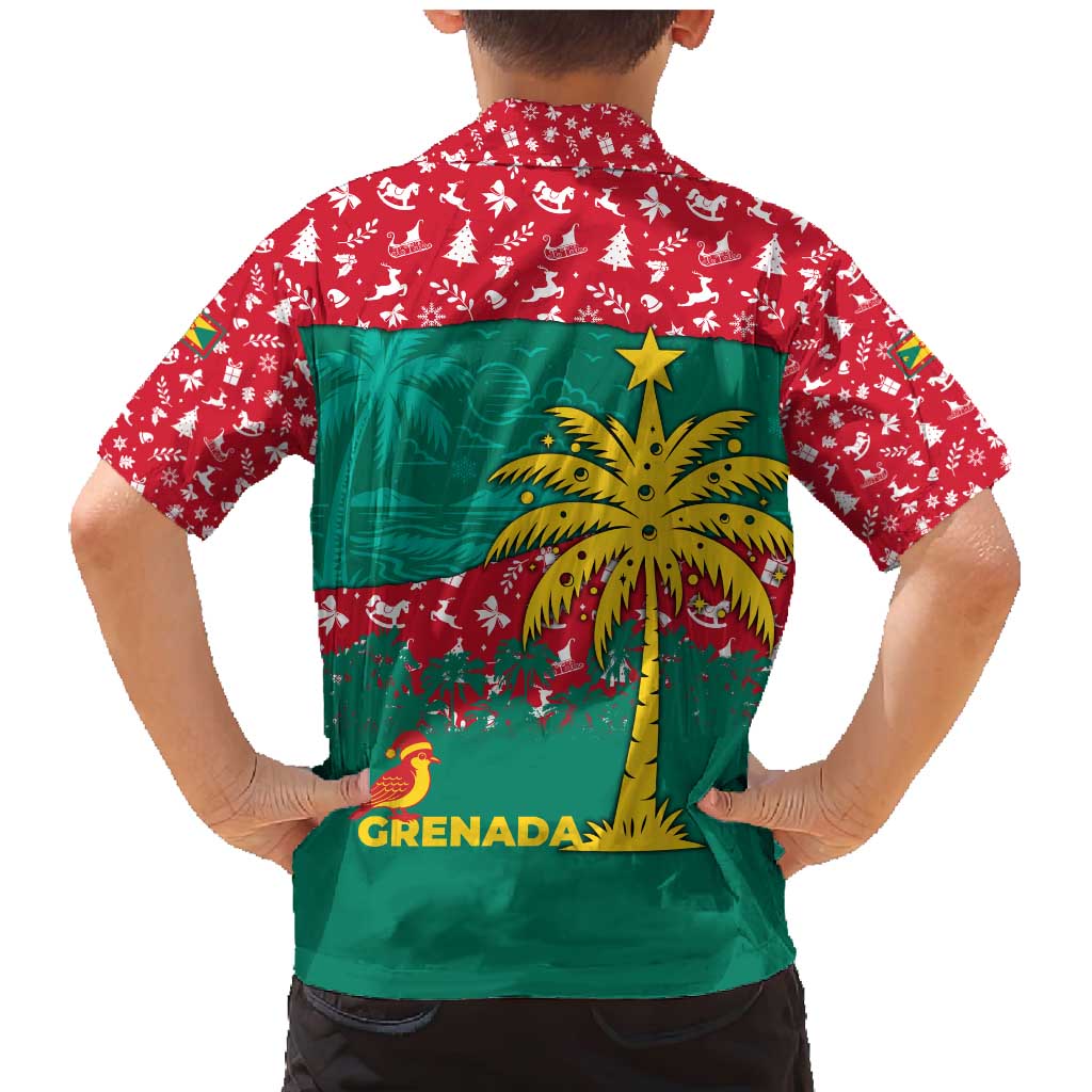 Grenada Christmas Family Matching Mermaid Dress and Hawaiian Shirt with Palm Tree Bird and Tropical Holiday Pattern Design - Wonder Print Shop