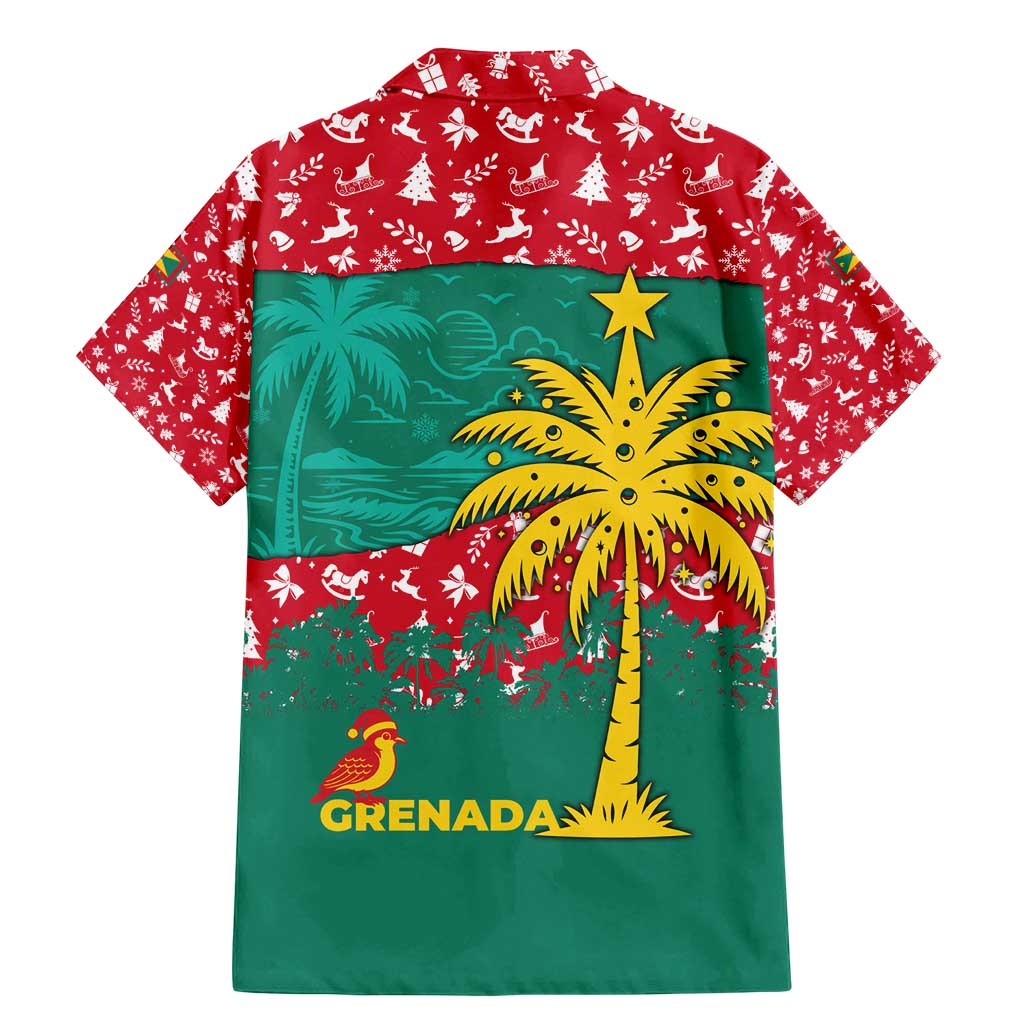 Grenada Christmas Family Matching Mermaid Dress and Hawaiian Shirt with Palm Tree Bird and Tropical Holiday Pattern Design - Wonder Print Shop
