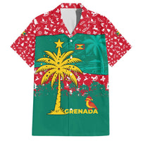 Grenada Christmas Family Matching Off The Shoulder Long Sleeve Dress and Hawaiian Shirt with Palm Tree Bird and Tropical Holiday Pattern Design - Wonder Print Shop