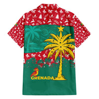 Grenada Christmas Family Matching Off The Shoulder Long Sleeve Dress and Hawaiian Shirt with Palm Tree Bird and Tropical Holiday Pattern Design - Wonder Print Shop