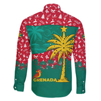 Grenada Christmas Family Matching Off The Shoulder Long Sleeve Dress and Hawaiian Shirt with Palm Tree Bird and Tropical Holiday Pattern Design - Wonder Print Shop