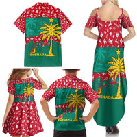 Grenada Christmas Family Matching Summer Maxi Dress and Hawaiian Shirt with Palm Tree Bird and Tropical Holiday Pattern Design - Wonder Print Shop