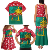 Grenada Christmas Family Matching Tank Maxi Dress and Hawaiian Shirt with Palm Tree Bird and Tropical Holiday Pattern Design - Wonder Print Shop