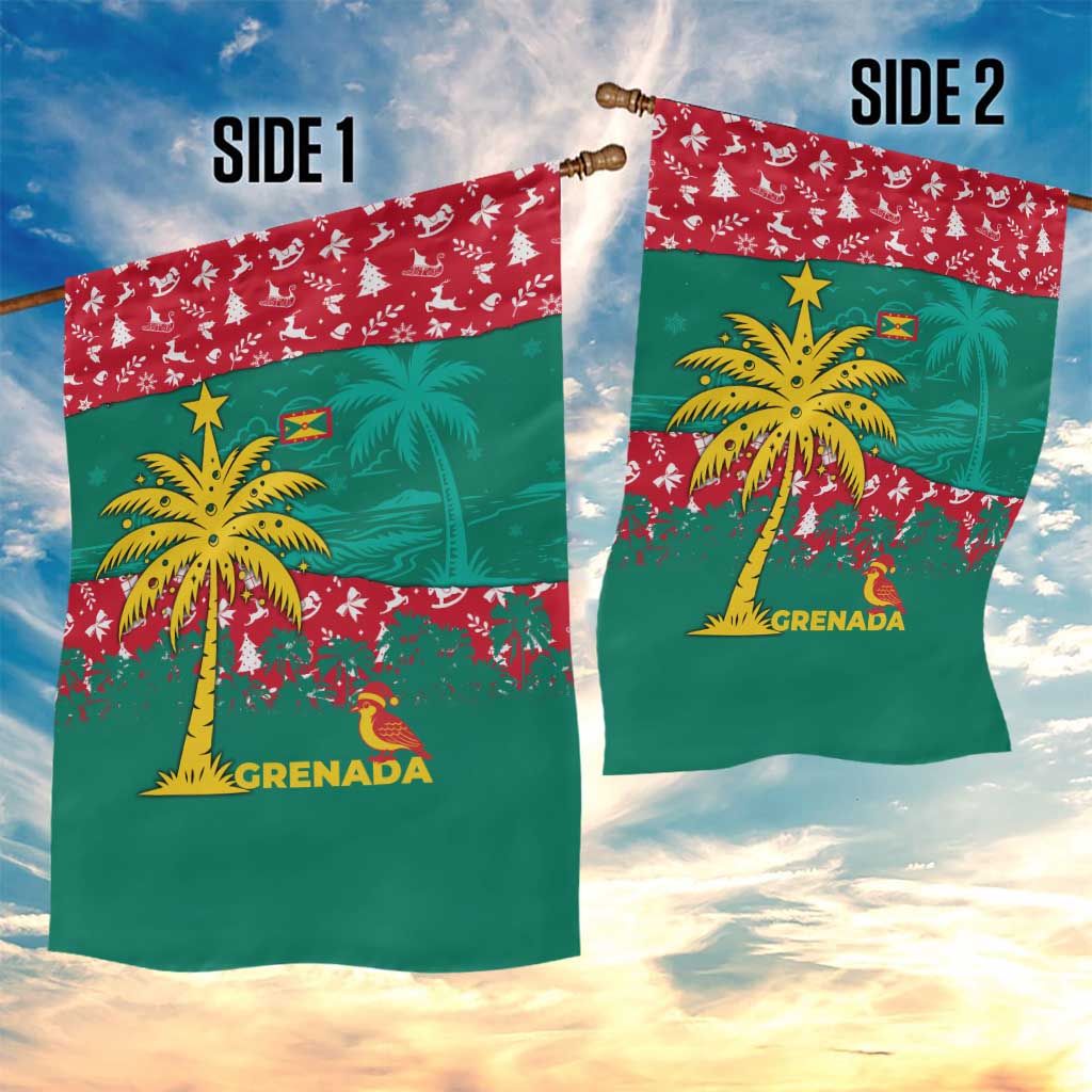 Grenada Christmas Garden Flag with Palm Tree Bird and Tropical Holiday Pattern Design - Wonder Print Shop