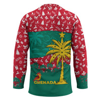 Grenada Christmas Hockey Jersey with Palm Tree Bird and Tropical Holiday Pattern Design - Wonder Print Shop