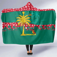 Grenada Christmas Hooded Blanket with Palm Tree Bird and Tropical Holiday Pattern Design - Wonder Print Shop