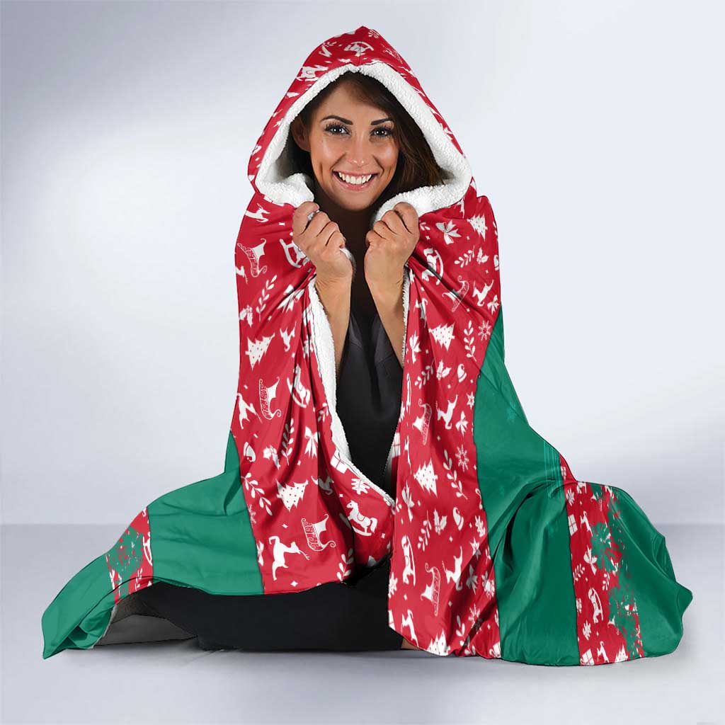 Grenada Christmas Hooded Blanket with Palm Tree Bird and Tropical Holiday Pattern Design - Wonder Print Shop