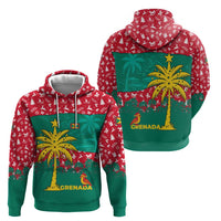 Grenada Christmas Hoodie with Palm Tree Bird and Tropical Holiday Pattern Design - Wonder Print Shop