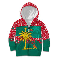 Grenada Christmas Kid Hoodie with Palm Tree Bird and Tropical Holiday Pattern Design - Wonder Print Shop