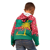 Grenada Christmas Kid Hoodie with Palm Tree Bird and Tropical Holiday Pattern Design - Wonder Print Shop