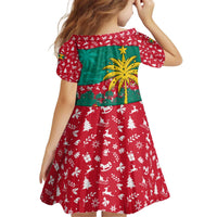 Grenada Christmas Kid Short Sleeve Dress with Palm Tree Bird and Tropical Holiday Pattern Design - Wonder Print Shop