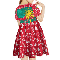 Grenada Christmas Kid Short Sleeve Dress with Palm Tree Bird and Tropical Holiday Pattern Design - Wonder Print Shop