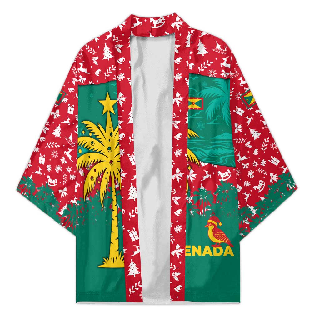 Grenada Christmas Kimono with Palm Tree Bird and Tropical Holiday Pattern Design - Wonder Print Shop