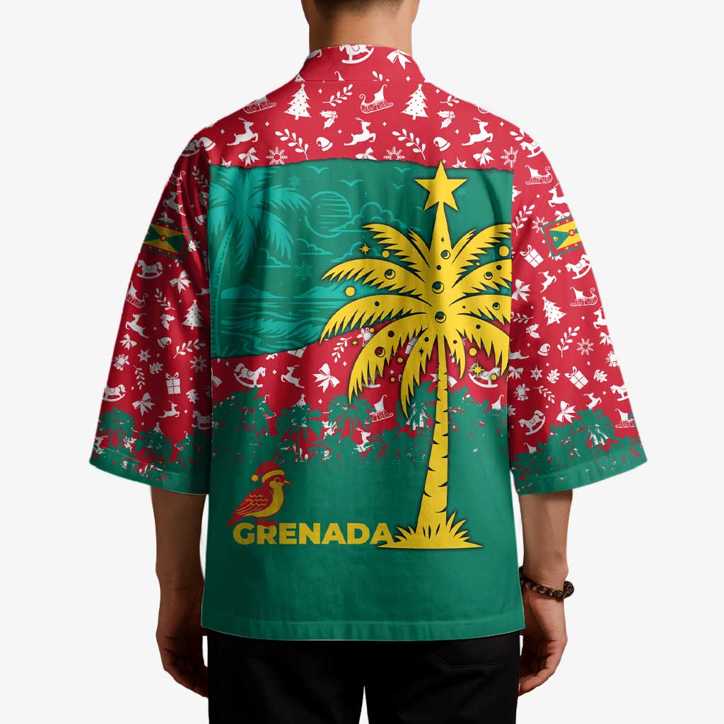 Grenada Christmas Kimono with Palm Tree Bird and Tropical Holiday Pattern Design - Wonder Print Shop