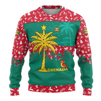 Grenada Christmas Ugly Christmas Sweater with Palm Tree Bird and Tropical Holiday Pattern Design - Wonder Print Shop