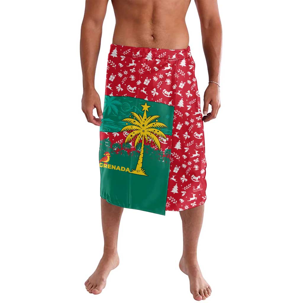 Grenada Christmas Lavalava with Palm Tree Bird and Tropical Holiday Pattern Design - Wonder Print Shop