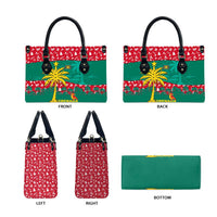 Grenada Christmas Leather Bag with Palm Tree Bird and Tropical Holiday Pattern Design - Wonder Print Shop