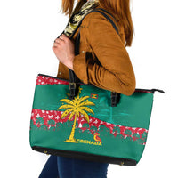 Grenada Christmas Leather Tote Bag with Palm Tree Bird and Tropical Holiday Pattern Design - Wonder Print Shop